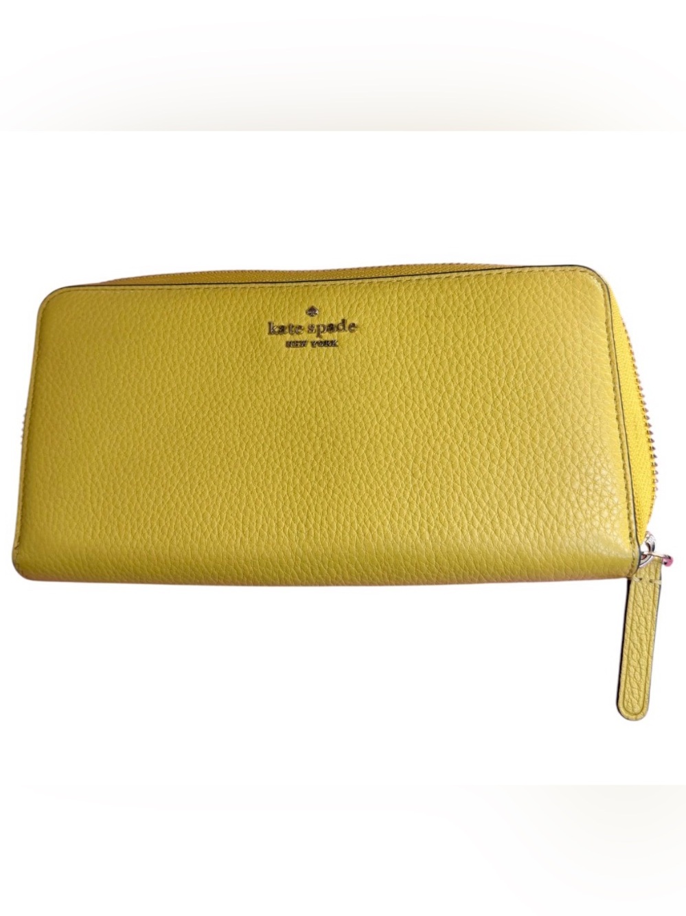 Kate Spade Yellow Pebbled Leather Zip Pouch Authentic